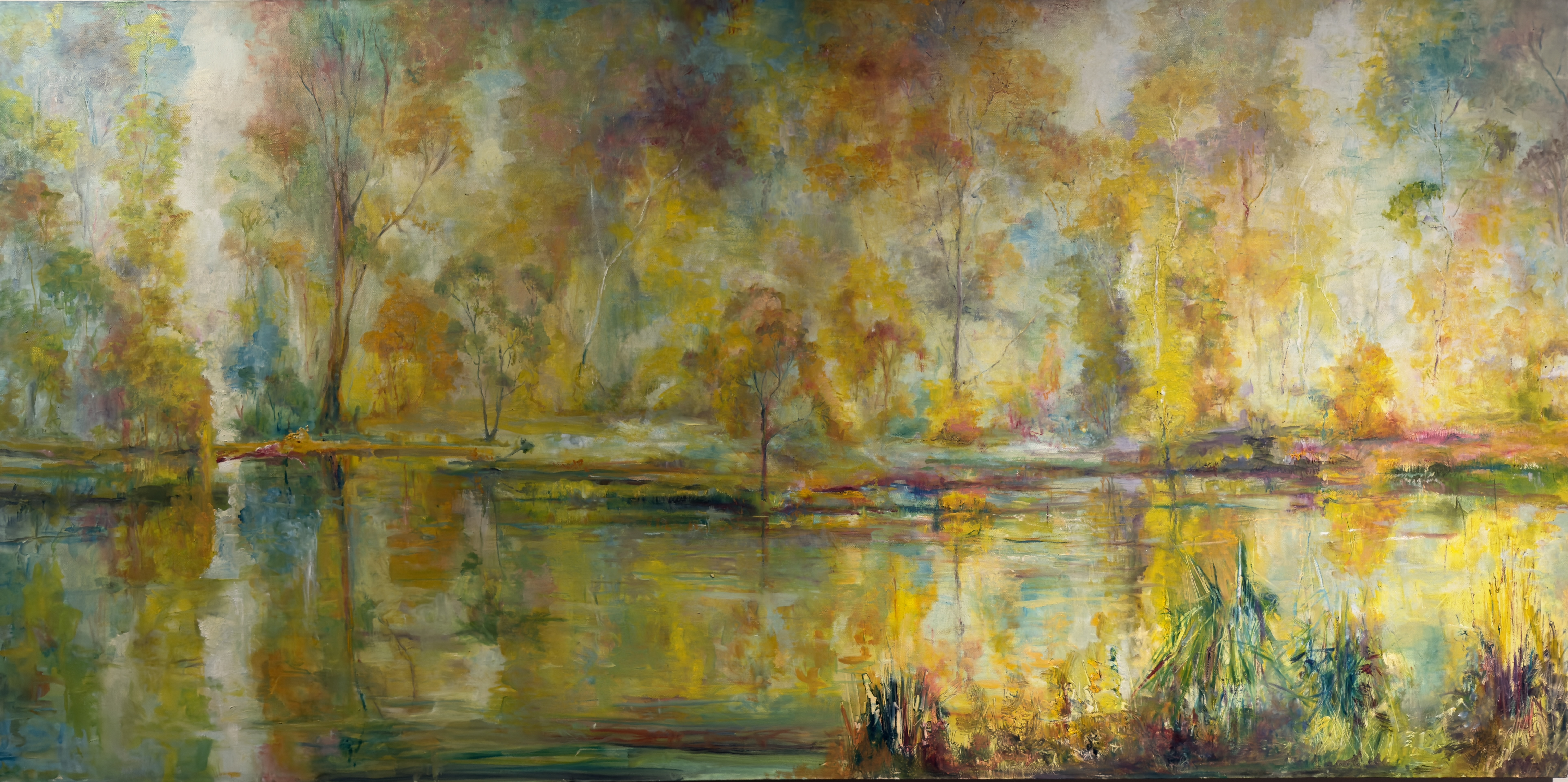 Dreamscape in Yellow — original oil painting on canvas by Carol D'Arcy. 152×76cm. © Carol D'Arcy.