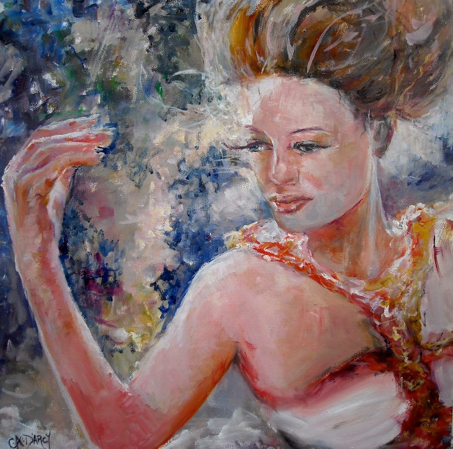 Rebirth — original oil painting on canvas by Carol D'Arcy. 40×40cm. © Carol D'Arcy.